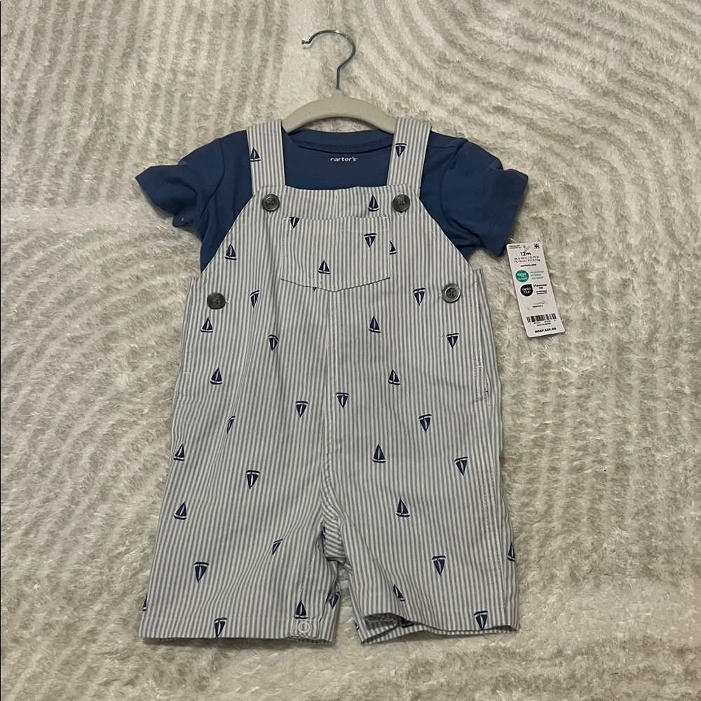 Carter's Nautical Striped Overalls with Blue Tee